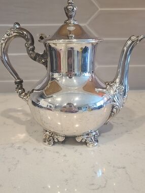 Poole Old English Silver Plated  Teapot - Round Body with Decorative Feet